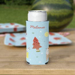Rafraîchisseur Pour Canette Slim Noël en juillet BBQ Summer Party Personnalisé