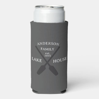 Rafraîchisseur Pour Canette Slim Nom de famille personnalisé Lake House