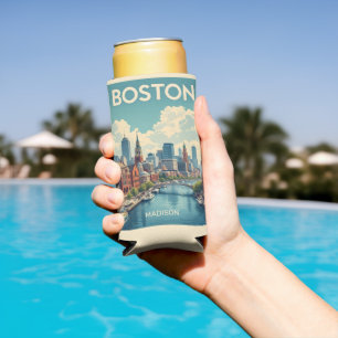 Rafraîchisseur Pour Canette Slim Nom personnalisé Boston Massachusetts