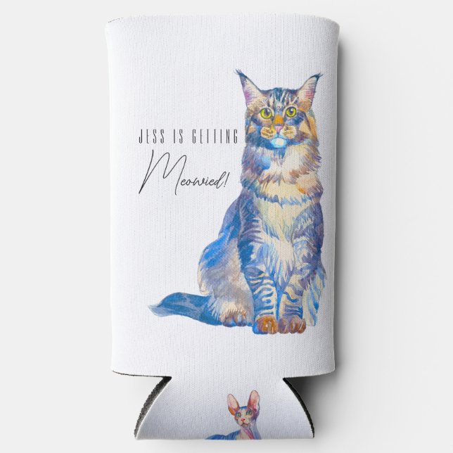 Rafraîchisseur Pour Canette Slim Obtention Meowid Cat Bachelorette Party (Recto)