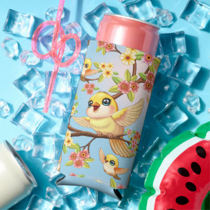 Rafraîchisseur Pour Canette Slim Oiseaux mignons et heureux parmi les fleurs du pri