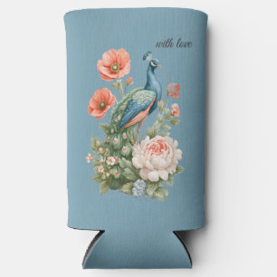 Rafraîchisseur Pour Canette Slim Paon Botanique Vintage de Mariage Célébration