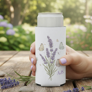 Rafraîchisseur Pour Canette Slim Papillon Lavande – Cadeau d'anniversaire élégant d