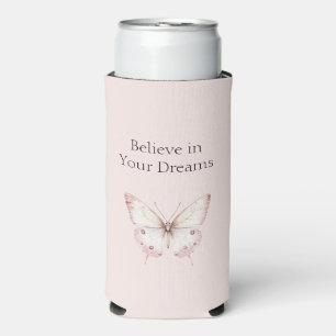 Rafraîchisseur Pour Canette Slim Papillon Rose Pâle Croire en les Rêves