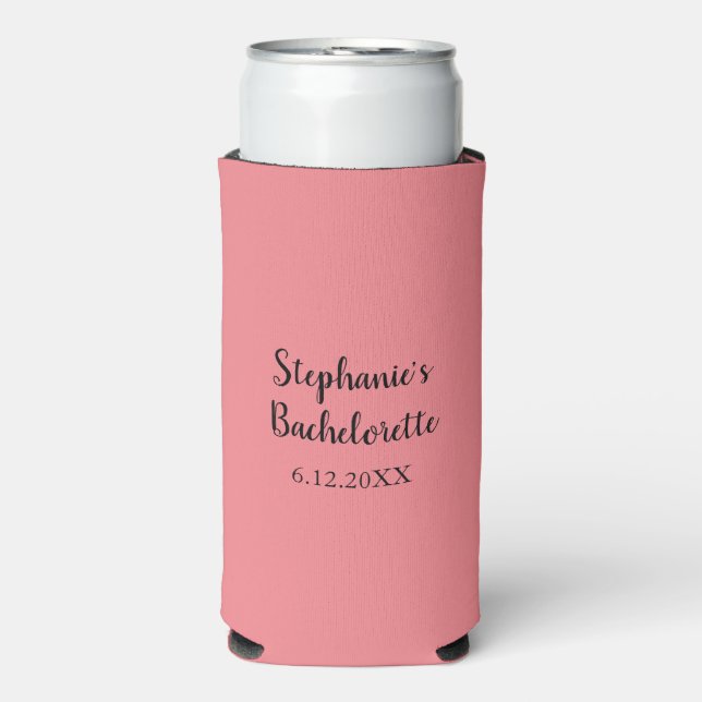 Rafraîchisseur Pour Canette Slim Personnalisé Mariage rose Bachelorette Fête Cadeau (Seltzer Recto)