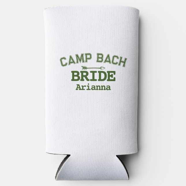 Rafraîchisseur Pour Canette Slim Personnalisé Rustic Retro Camp Bach Blanc Vert (Recto)