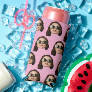 Rafraîchisseur Pour Canette Slim Personnalisé Visage Anniversaire Favoris Bachelor 
