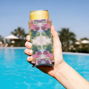 Rafraîchisseur Pour Canette Slim Pétales de fleurs colorés Peinture de motif aquare