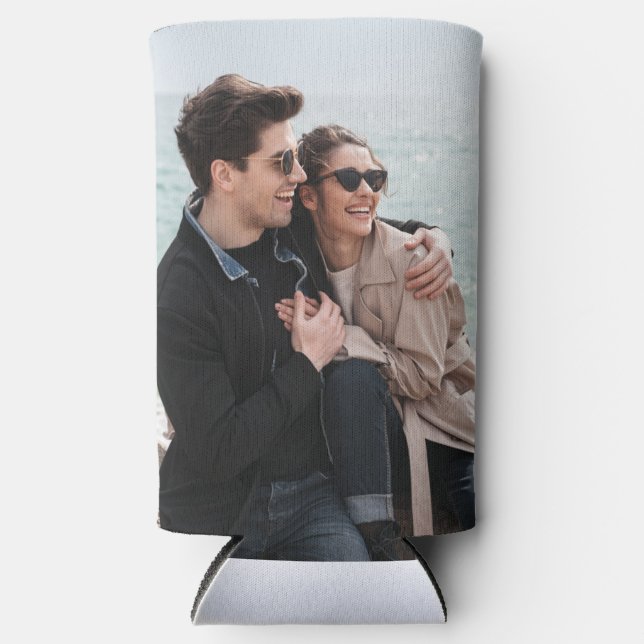 Rafraîchisseur Pour Canette Slim photo cadeau slim drôle cadeaux photo bière hugger (Recto)