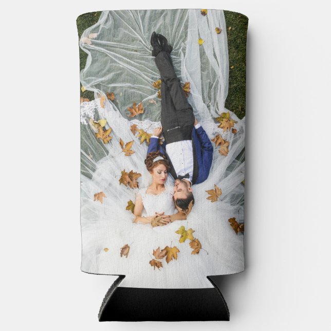 Rafraîchisseur Pour Canette Slim Photo de mariage personnalisée (Recto)