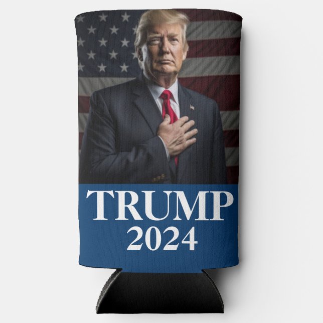 Rafraîchisseur Pour Canette Slim Photo Donald Trump - Trump 2024 Garder l'Amérique  (Recto)