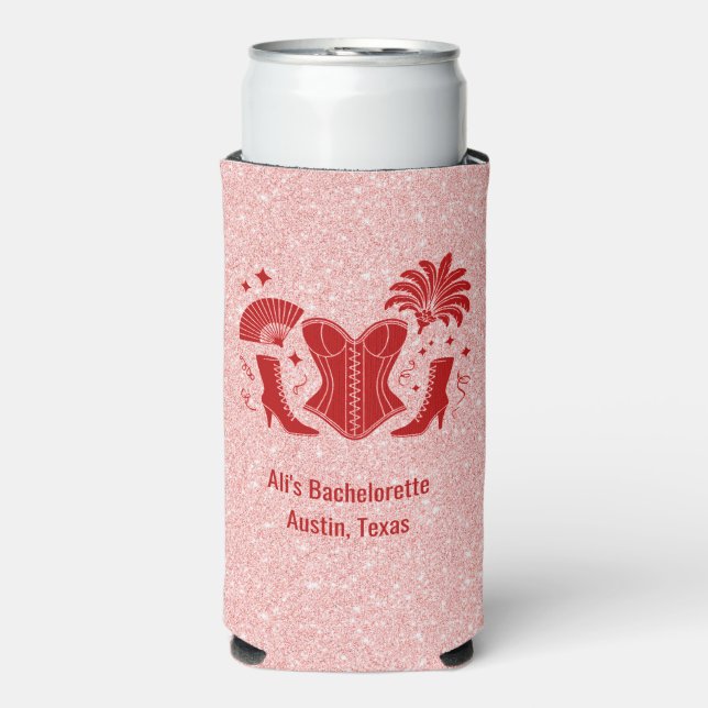 Rafraîchisseur Pour Canette Slim Pink + Red Las Vegas Showgirl Bridesmaid (Seltzer Recto)
