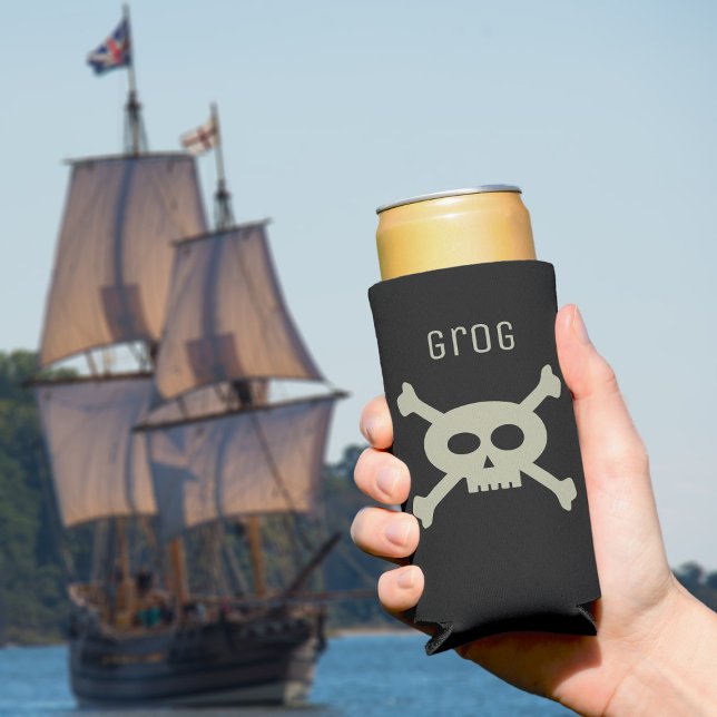 Rafraîchisseur Pour Canette Slim Pirate Drapeau Crâne et os croisés Personnalisé No (Créateur téléchargé)