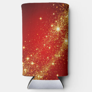 Rafraîchisseur Pour Canette Slim Piste dorée scintillante sur fond rouge vibrant