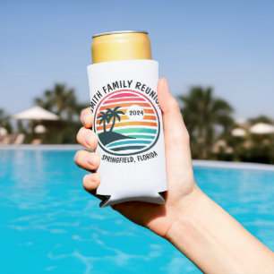 Rafraîchisseur Pour Canette Slim Plage Famille Réunion Vacances Logo Can Cooler