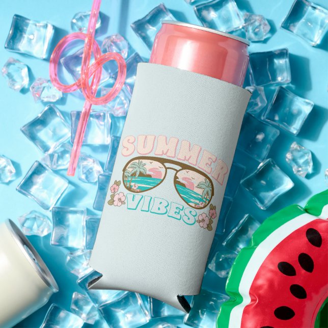 Rafraîchisseur Pour Canette Slim Plage tropicale Vibes d'été (Été in situ)