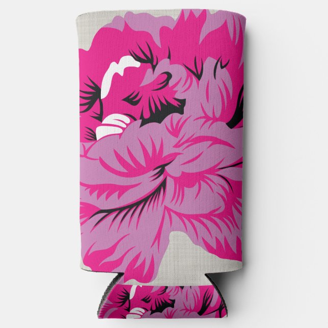 Rafraîchisseur Pour Canette Slim plante, fleur, pétale, rose, magenta, police, moti (Recto)