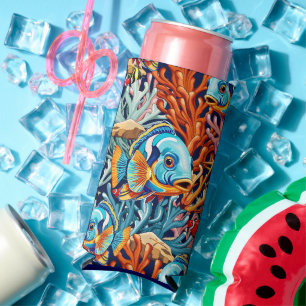 Rafraîchisseur Pour Canette Slim Poissons Tropicaux Vibrations Colorées d'Été