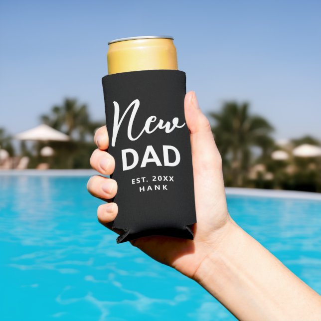Rafraîchisseur Pour Canette Slim Première Fois Nouveau Papa Établi Personnalisé (Piscine in situ)