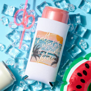 Rafraîchisseur Pour Canette Slim Protège-canette Beach Vibes – Eau Salée et Rayon d