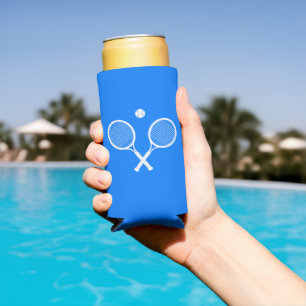 Rafraîchisseur Pour Canette Slim Raquettes de tennis et Ball Party Blue