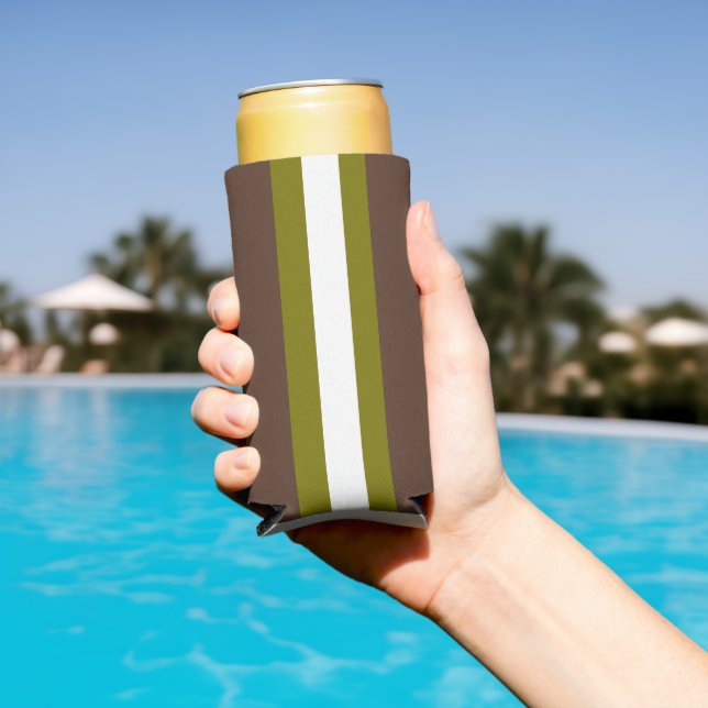 Rafraîchisseur Pour Canette Slim rayures Brown, vert et blanc (Piscine in situ)