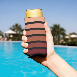 Rafraîchisseur Pour Canette Slim Rayures Nuances de Rouge sur Fond Noir