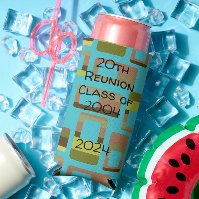 Rafraîchisseur Pour Canette Slim Rectangles à bandes turquoise (Été in situ)