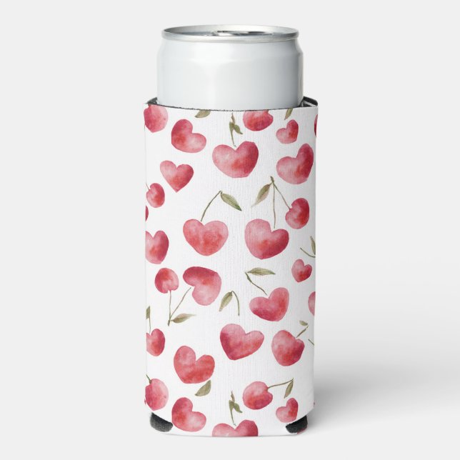 Rafraîchisseur Pour Canette Slim Red Cherry Hearts (Seltzer Recto)