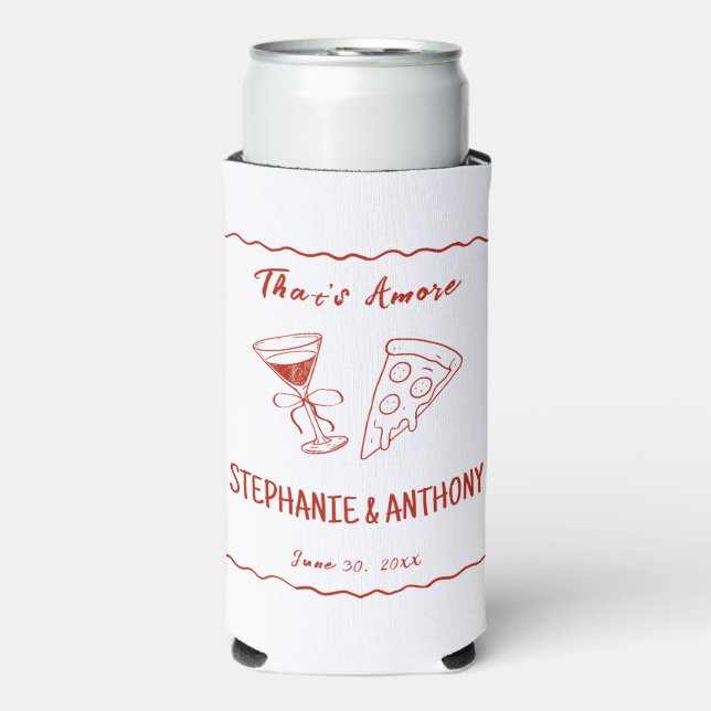 Rafraîchisseur Pour Canette Slim Red Whimsical Frame That's Amore Italien Mariage (Seltzer Recto)