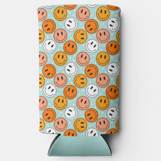 Rafraîchisseur Pour Canette Slim Retro groovy funny smile emoji Cooler