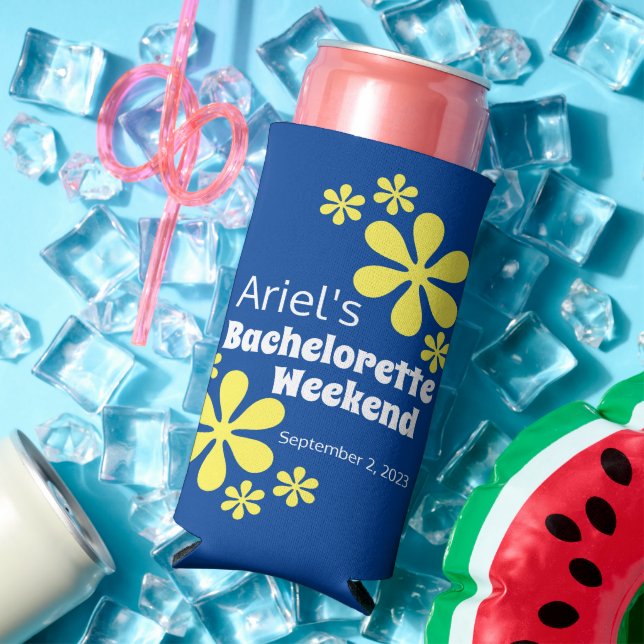 Rafraîchisseur Pour Canette Slim Retro les années 70 Super Blueberry Bachelorette F (Été in situ)
