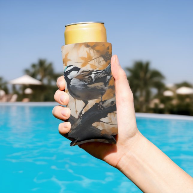 Rafraîchisseur Pour Canette Slim Robin Dans Une Peinture À Huile D'Arbre, (Piscine in situ)