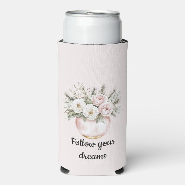 Rafraîchisseur Pour Canette Slim Rose Florale Blush (Seltzer Recto)