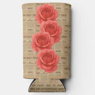Rafraîchisseur Pour Canette Slim Rose vintage sur boules de golf en papier ancien