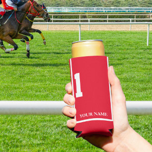 Rafraîchisseur Pour Canette Slim Rouge avec housse de selle de cheval blanc 1 perso