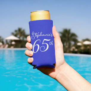 Rafraîchisseur Pour Canette Slim Royal Blue encourage à 65 ans 65e anniversaire fêt