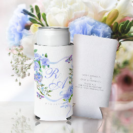 Rafraîchisseur Pour Canette Slim Ruban de Rose Bleue Monogramme Canette Rafraîchiss