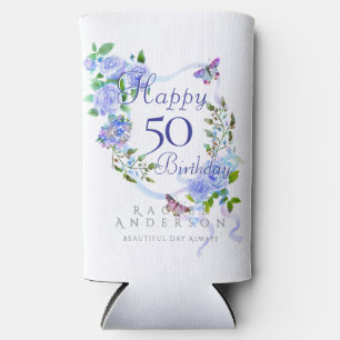 Rafraîchisseur Pour Canette Slim Ruban Rose Bleu Refroidisseur 50e Anniversaire