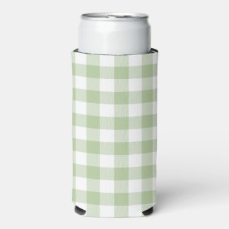 Rafraîchisseur Pour Canette Slim Sage and White Buffalo Plaid Gingham