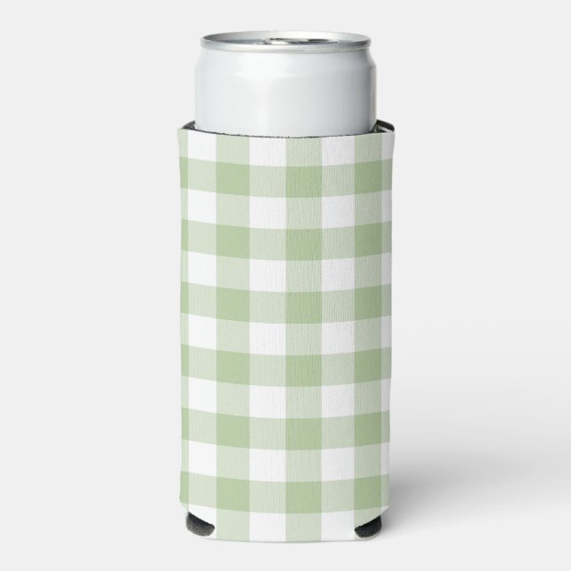 Rafraîchisseur Pour Canette Slim Sage and White Buffalo Plaid Gingham (Seltzer Recto)