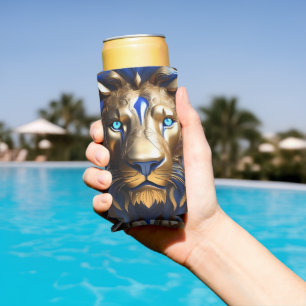 Rafraîchisseur Pour Canette Slim Sapphire Lion Bleu Et Or,