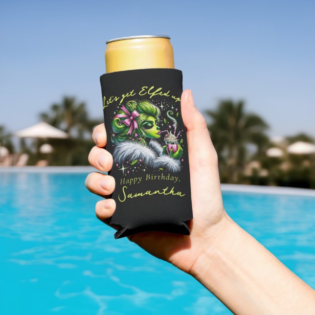 Rafraîchisseur Pour Canette Slim Sassy Elf Squad Girls Night Out Noël Anniversaire (Piscine in situ)