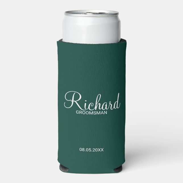 Rafraîchisseur Pour Canette Slim Script Moderne Cuisinière personnalisée (Seltzer Recto)
