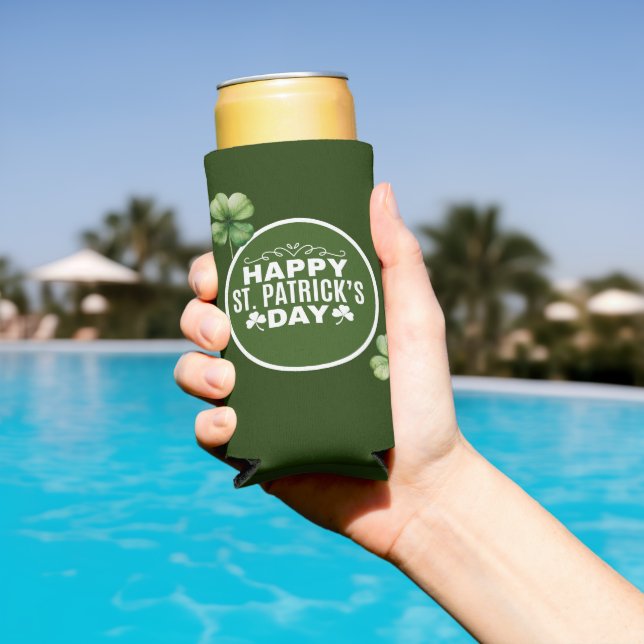 Rafraîchisseur Pour Canette Slim Shamrock de la Saint-Patrick Clover Green (Piscine in situ)