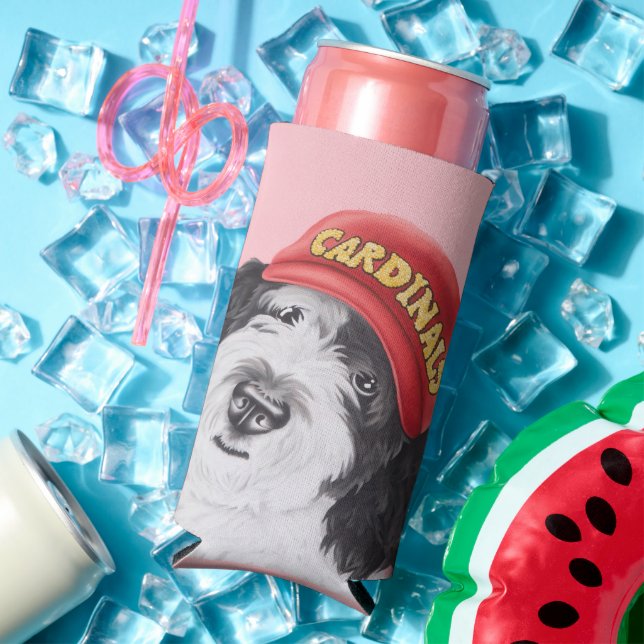 Rafraîchisseur Pour Canette Slim Sheepadoodle Baseball Can Cooler (Été in situ)