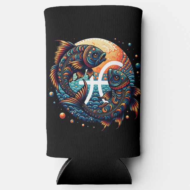 Rafraîchisseur Pour Canette Slim SIGNE Horoscope Astrologique Poissons Zodiac (Recto)