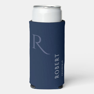 Rafraîchisseur Pour Canette Slim Simple Groomsman Monogram Mariage bleu