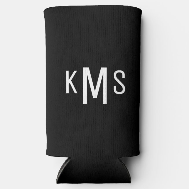 Rafraîchisseur Pour Canette Slim Simple Moderne Monogramme Black Seltzer Can Cooler (Recto)
