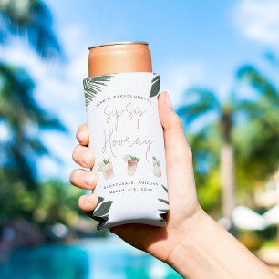 Rafraîchisseur Pour Canette Slim Sip Sip Hooray Fête de Bachelorette Personnalisée